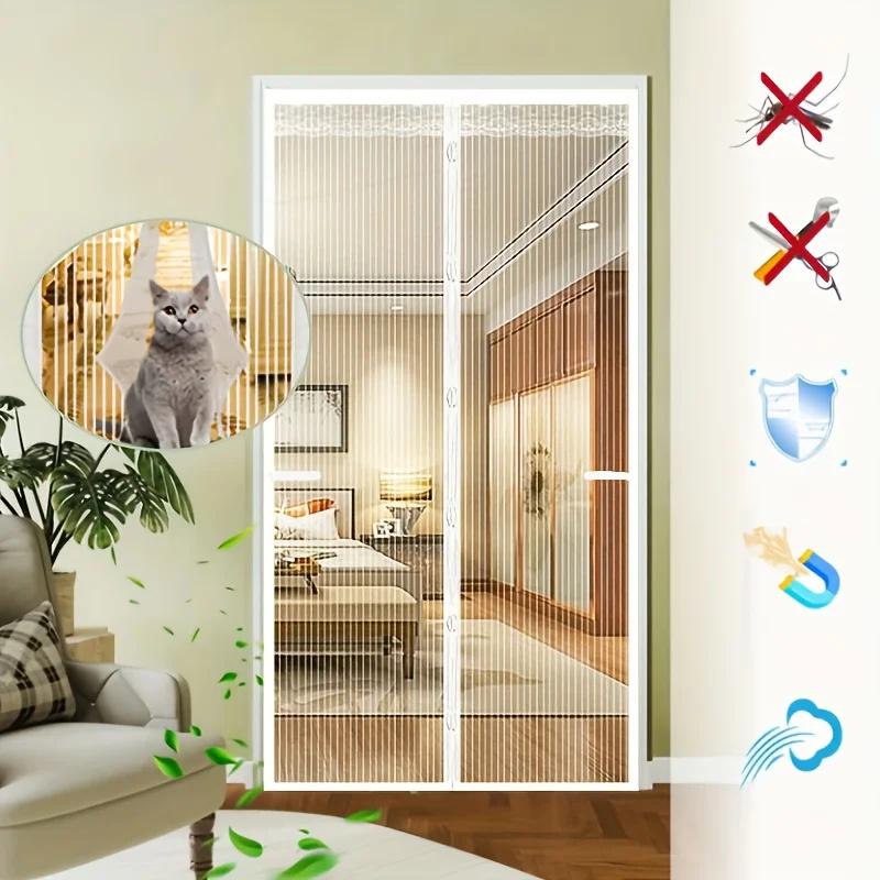 Magnetic Mosquito Door Curtain - Strong Magnet Design,Easy Install & Clean Breathable Polyester Mesh for Home Bedroom Kitchen