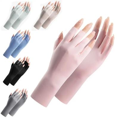 1 Paar Fingerlose Handschuhe Sommer Sonnenschutz Mehrfarbige Handschuhe Frau Fahrhandschuhe Stretch Weiblich Touchscreen