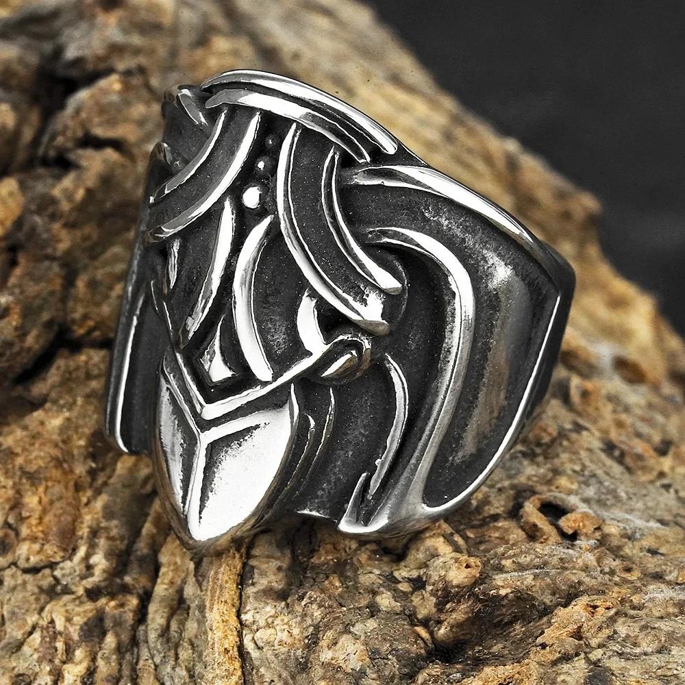 Vintage Viking Men Rings Stainless Steel Ethnic Belief Nordic Odin Compass Tree of Life Valknut Ring Amulet Jewelry