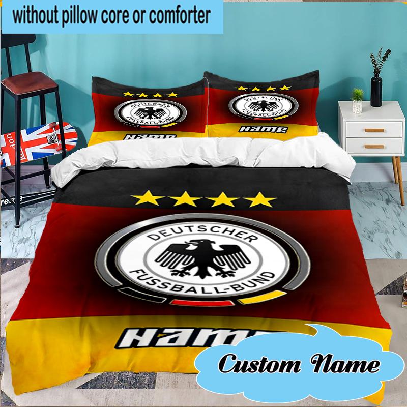 Custom Name German Football Crest Emblem Bedding Set 3pcs, Bedding Set Including 1pc Duvet Cover And 2pcs Pillowcases for Bedroom, Dormitory Gift