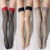 Erotic Black Long Silk Stockings High Fishnet Socks Women Sexy Thin Transparent Stockings Daily Dating Over The Knee Socks Thigh