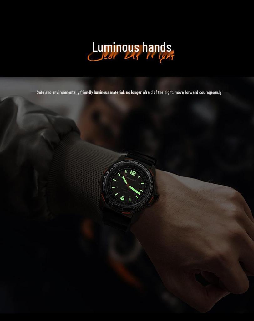 Men's Solar-Powered Waterproof Sports Watch with Luminous Hands and Long Battery Life