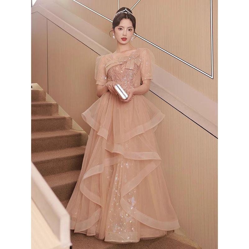 Pink Elegant Graduation Long Princess Dress Evening Gown