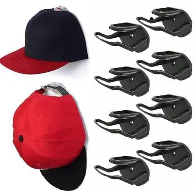 8Pcs Space Saving Adhesive Hat Hooks Multi-Purpose No Drilling Baseball Caps Organizer Minimalist Plastic Removable