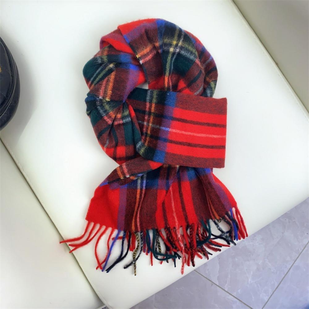 Лучшие товары в Великобритании 100% шерстяной клетчатый шарф женский зимний студенческий — фото 22
