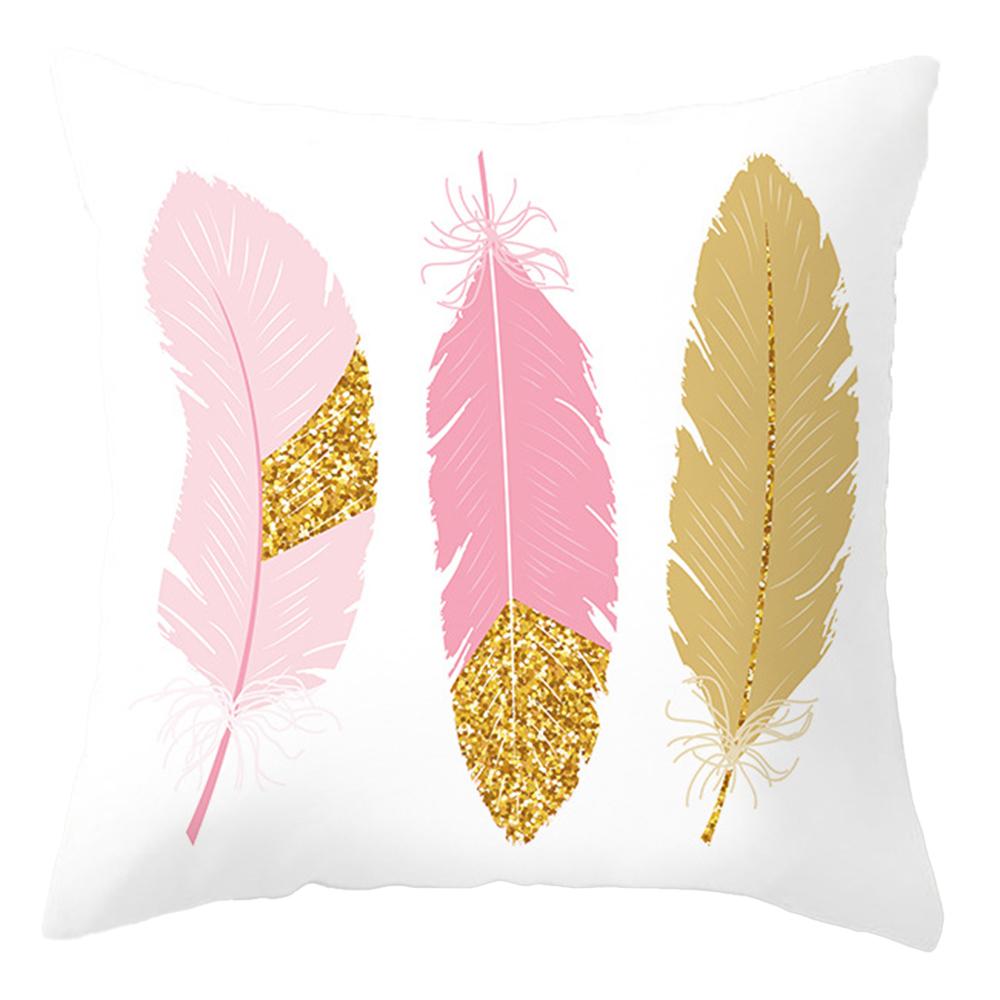 Taie d'oreiller de luxe à imprimé plumes roses, taie d'oreiller géométrique en marbre, housse de coussin, oreiller