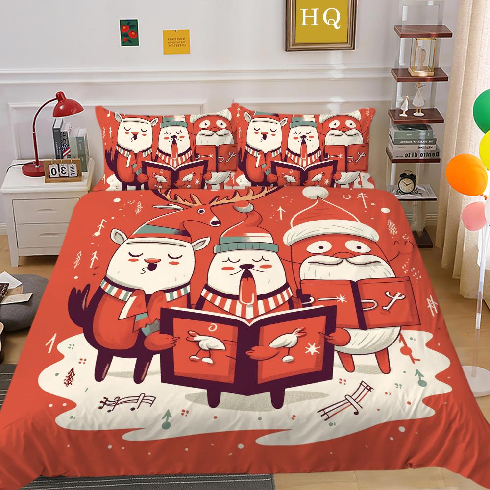 3D Christmas Quilt Set Christmas Gift Bedding 2/3 Pieces AU180 * 210 Christmas Atmosphere Decoration Soft and Easy To Clean Bedroom Decoration