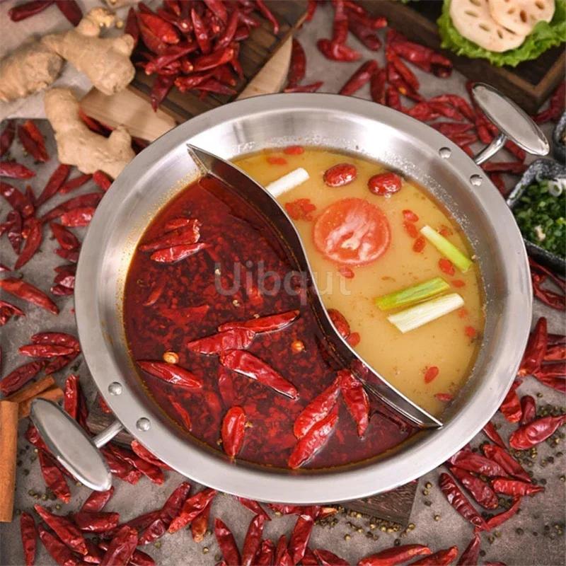 Thickened 304 Stainless Steel Hotpot Cauldron Commercial Three-layer Steel Hotpot Flat Bottomed Induction Cooker Hotpot