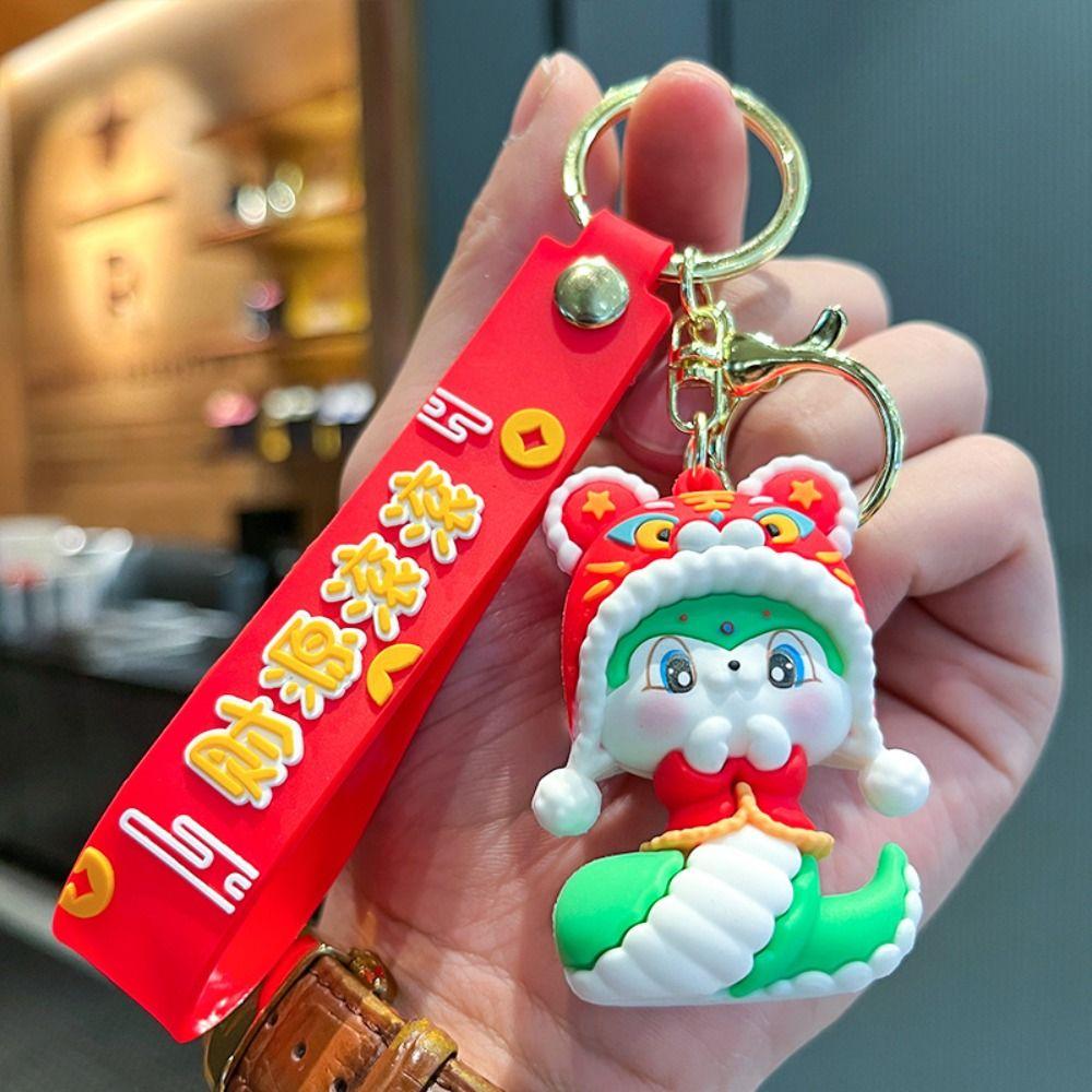 Lion Dance 2025 New Year Pendant Good Lucky Snake Key Ring Fashion Snake Keychain  Bag Charm