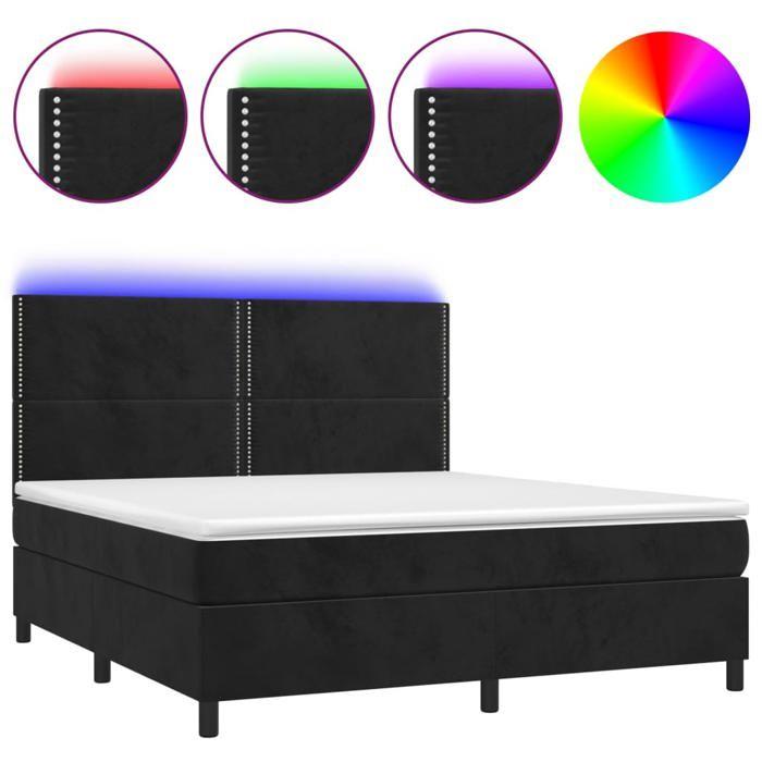 Maison Exclusive - Estrado de ripas de cama com colchão e LED Preto 180x200 cm