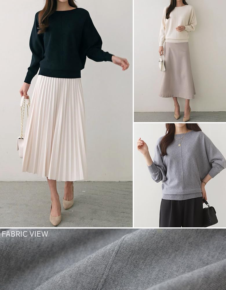 indicoco Knit Sweater with Dolman Loose Affordable Knit Dolman Perfect for and Winter Sleeves, Ribbed, Simple, Women's, Fit, Stylish, Top, Sleeves,