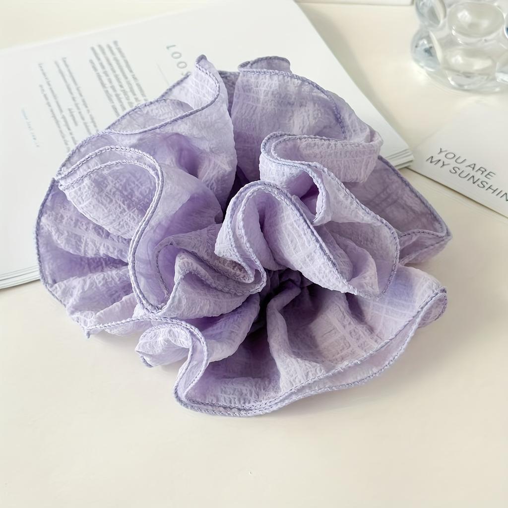 1pc Elegant French Style Chiffon Large Intestine Hair Loop Retro Pleated, Soft Chiffon Fabric,Elastic Ponytail Holder for Women Stylish Hair Accessory