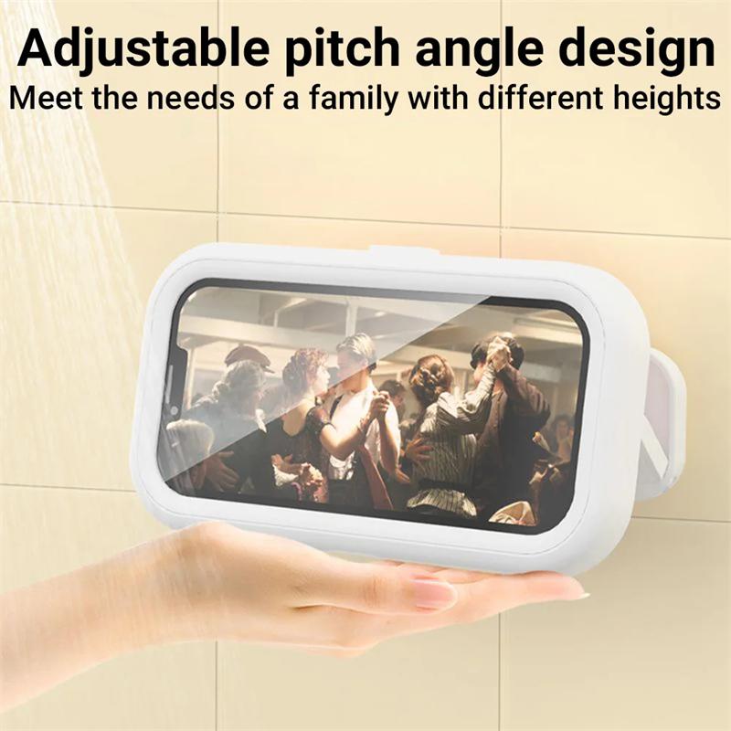 360 Degree Rotation Waterproof Shower Phone Holder Rotation Angle Adjustable Telescoping Wall Mount Phone Holder for Bathroom Kitchen Bracket Stand