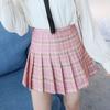 College Style Pleated Skirt For Women With Spliced Fabric And High Waist Fit For Teen Fashion