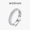 MODIAN 925 Silver Trendy Sparkling Clear CZ Lattice Eternity Band Rings For Women Wedding Fine Jewelry Gift