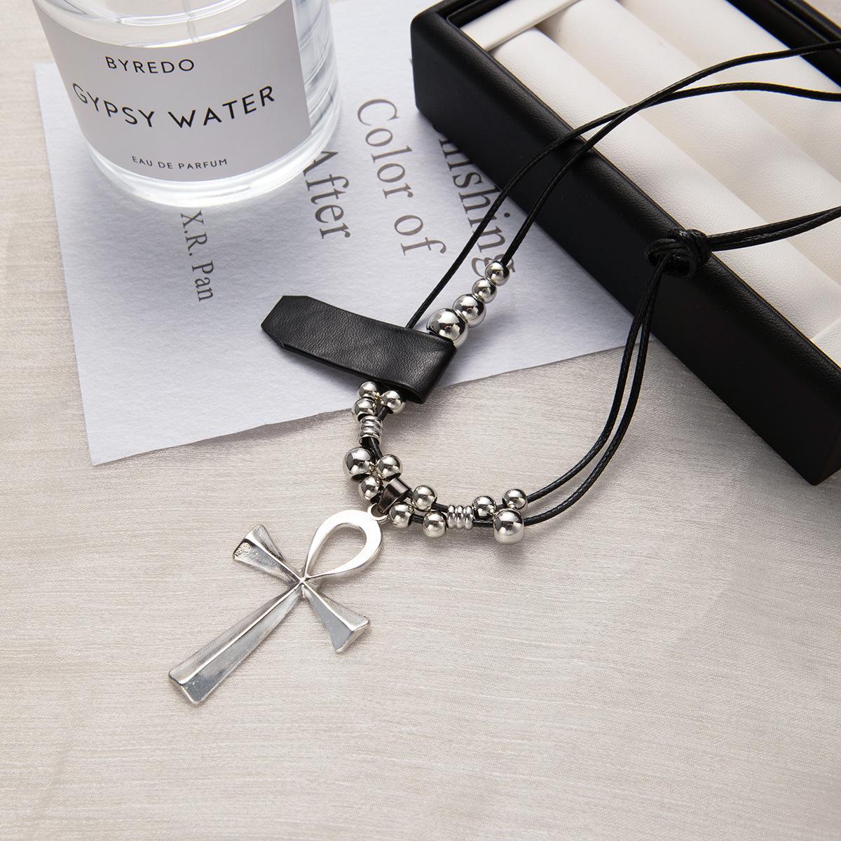 American Trend Sweet Cool Style Neck Chain Retro Dark Cross Long Necklace Female Niche Hot Girl Fashion Accessories