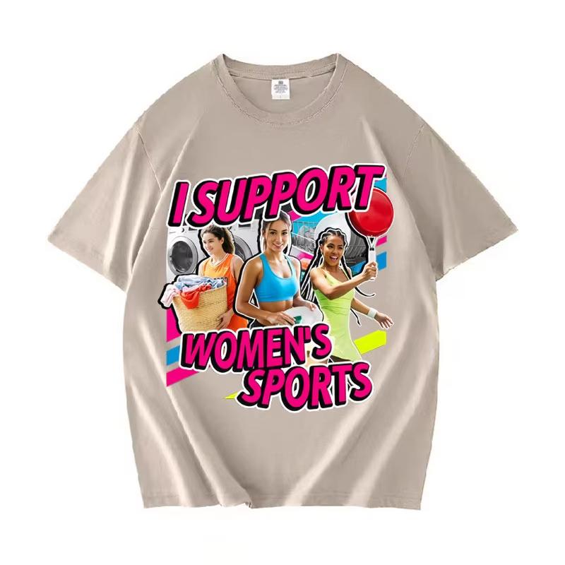 Streetwear Loose Tshrit I Support Womens Sports Adult Humor TShirt Retro Style Pure Cotton Summer Y2K Short Sleeve Unisex Tee