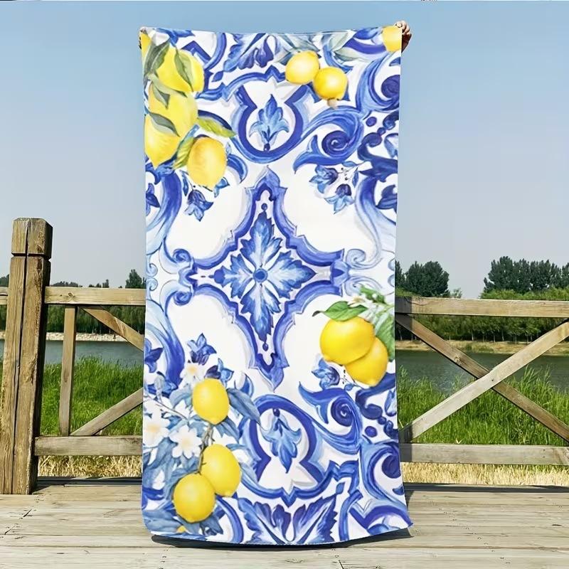Zomerstrandlaken Citroenprint Sneldrogend Badlaken Buiten Zomer Zwemmen Badlaken Sportlaken