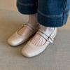 Soft leather version~ Soft leather flat-bottomed French temperament round head one-word buckle Mary Jane shoes women's retro shallow mouth ballet s