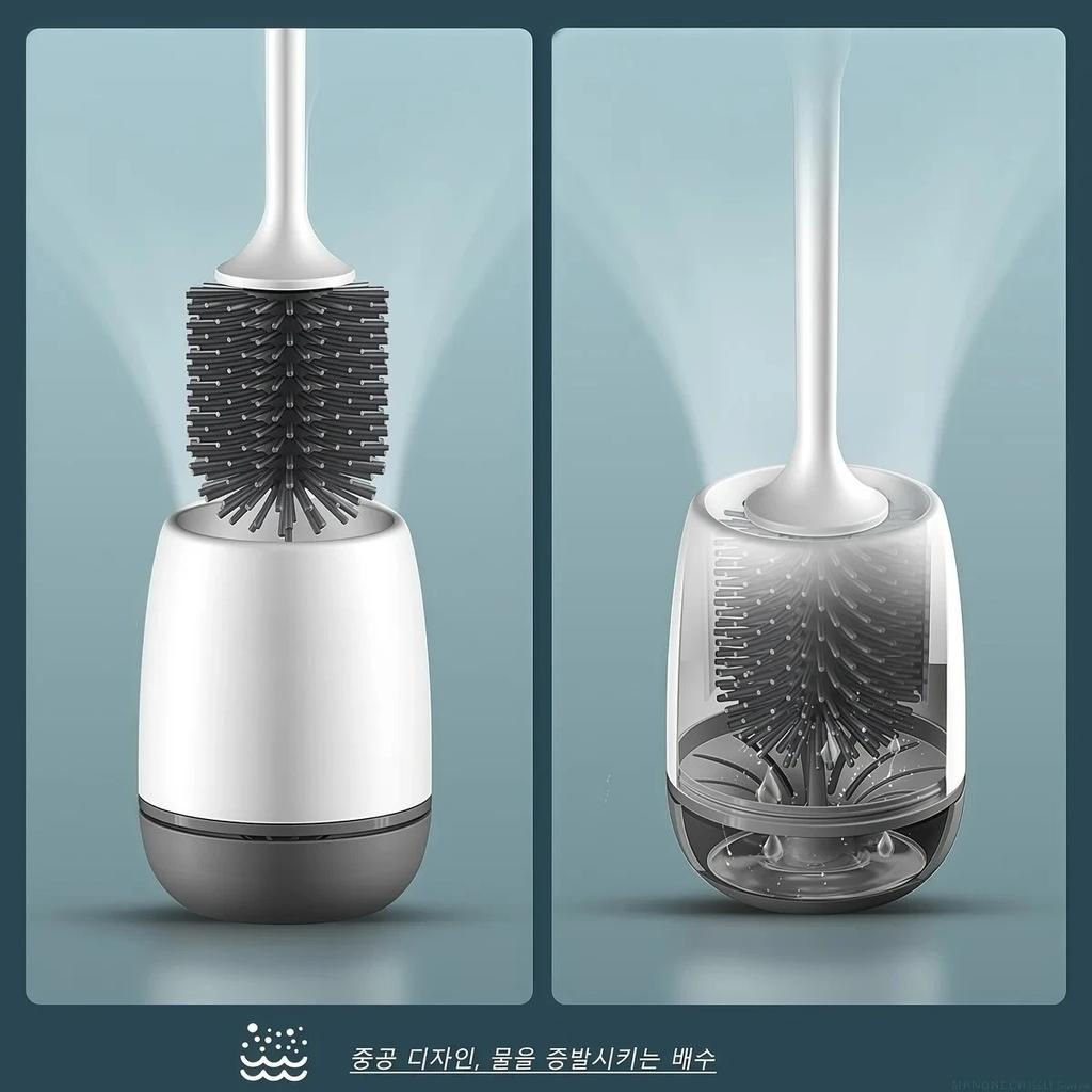 1PC Simple Wall-Mounted Storage type Household Long Handle Soft Bristle Brush Silicone Head Toilet Brush Bathroom Cleaning set