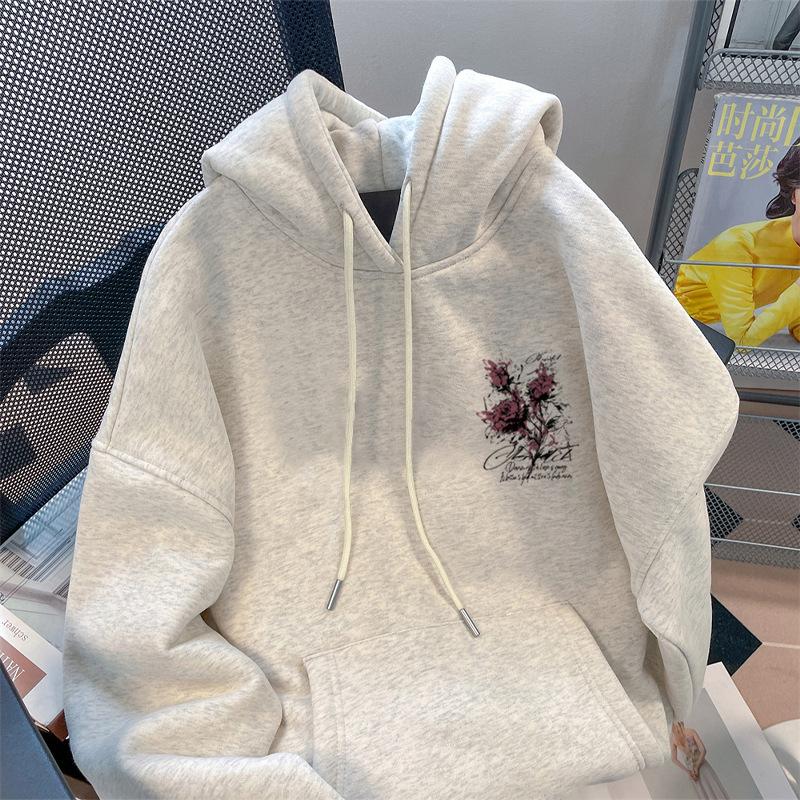 Hooded sweater 2025 new men's trend high-end couple American fleece thickened autumn and winter high street women