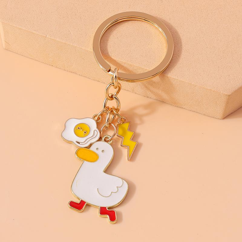 Cute Enamel Animal Duck Keychain Chicken Key Ring Pendant for Key Holder Women Girls Handbag Decor Handmade Jewelry Gift