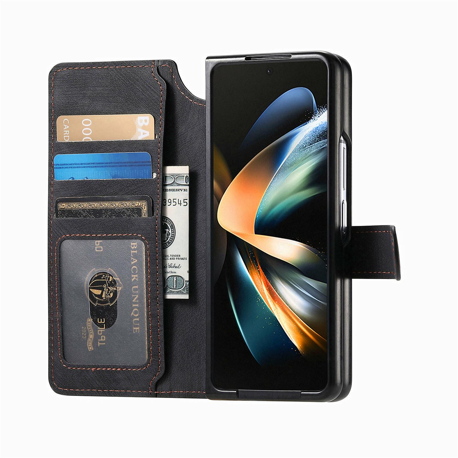 

For Samsung Galaxy Z Fold3 5G Leather Case 2-in-1 Magnetic Detachable Wallet Phone Cover Pink