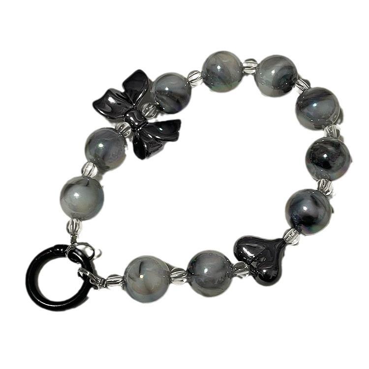 New Beaded Bow Car Keychain Mobile Phone Pendant Paint Ring Pearl Accessories Bag Decoration Key Chains for Women