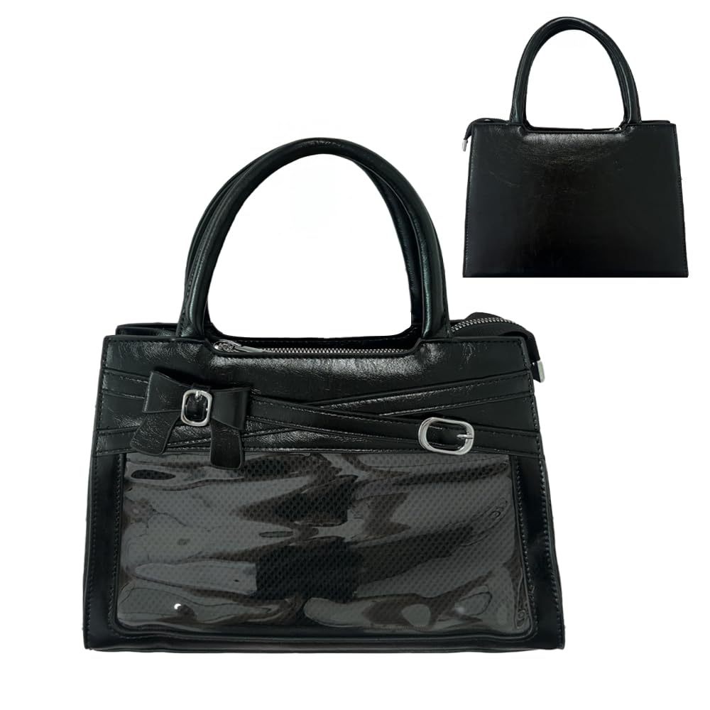 Black Ita-bag Shoulder Bag with Ribbon Belt, Small, Adult, Perfect for Oshikatsu, Mini Ita-bag, Clear, Plush Storage Pouch, Transparent [Used]