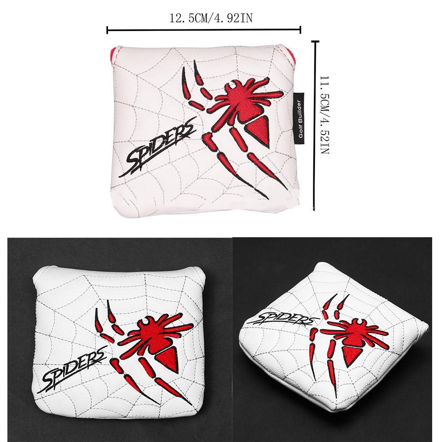 White Magnetic Spider Embroidery Golf Club Square Mallet Putter Head Cover 1Pcs