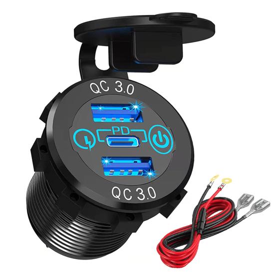 Car Charger Dual USB Outlets Fast Charging 45W PD QC3.0 Auto