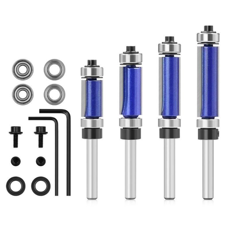 

11Pcs 1/4inch Shank Bearing Straight Router Bit Trimming Cutter Trimming Machine Milling Cutter Woodworking Accessories 1