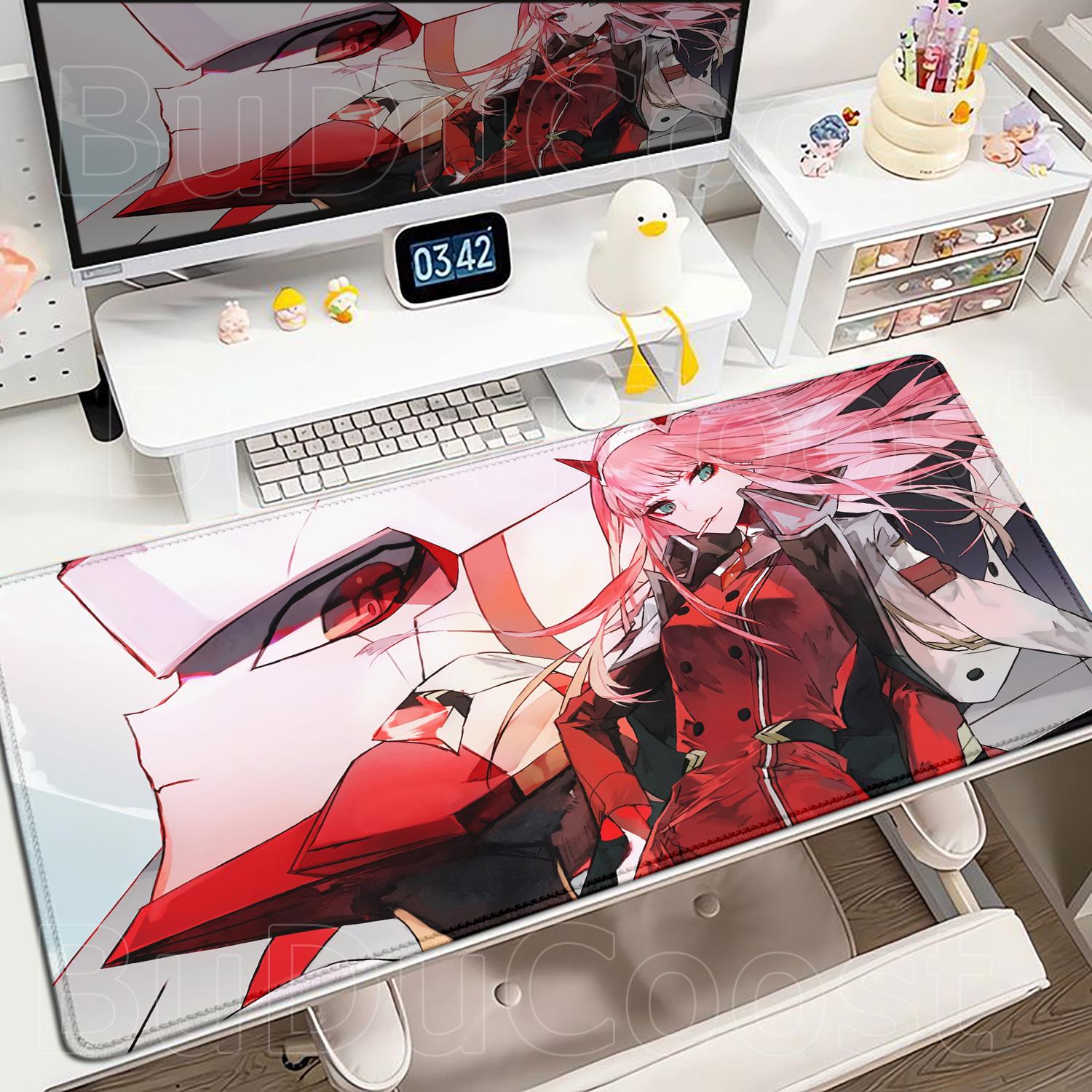 

XXL HD Print Keyboard Pad Large Size Anime Mouse Pads Darling in The FranXX 02 Gaming Table Pad 400x900mm Big Desk Mats Zero Two 600x300x2mm