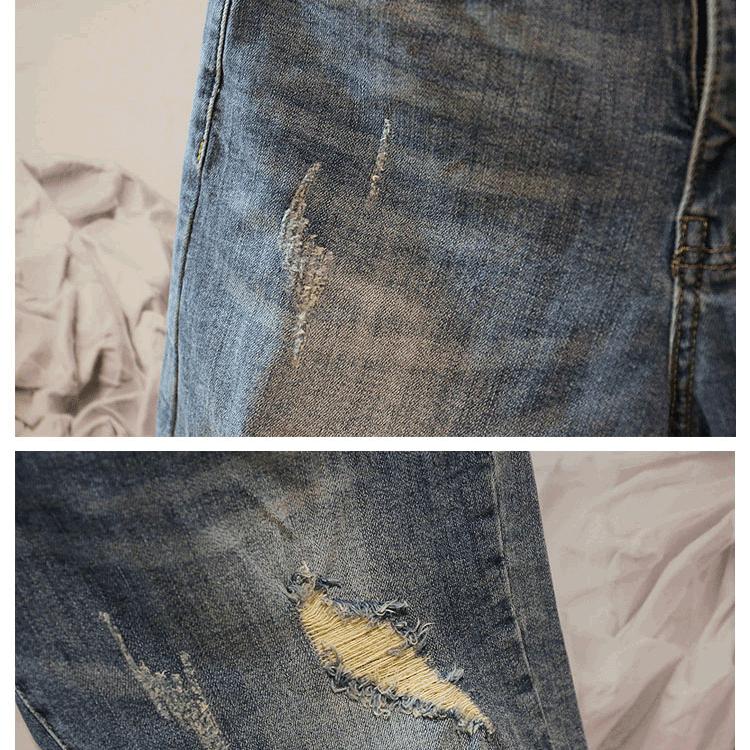 Summer Fashion Men's Hole Denim Shorts Jeans New In Blue Baggy Shorts for Men Jeans Pants