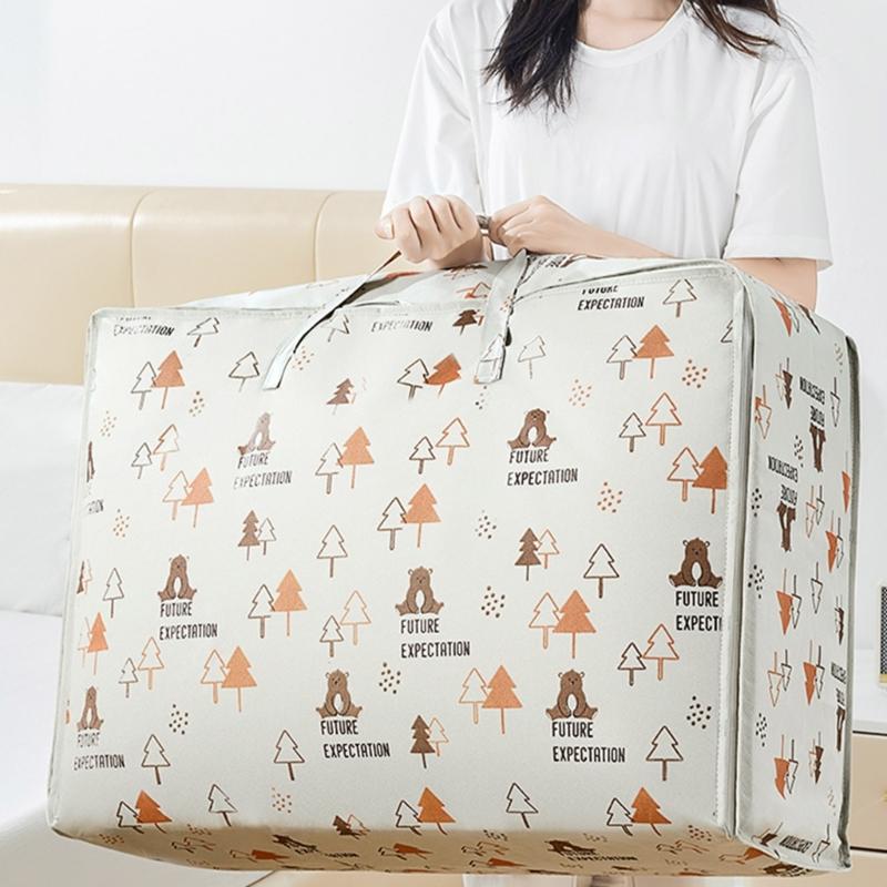 Cartoon Printed Non Woven Blanket Storage Bag Waterproof Convenient Clothes Storage Bag Home Use Household Movings Bags