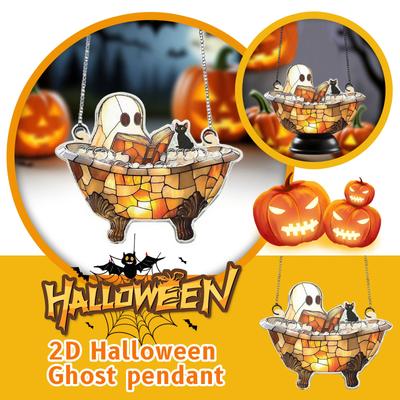 Halloween Gothic Ghost Acrylic Solar Catcher Window Hanging Ornament Colorful Shadow Halloween Haunted House Decorative Gift