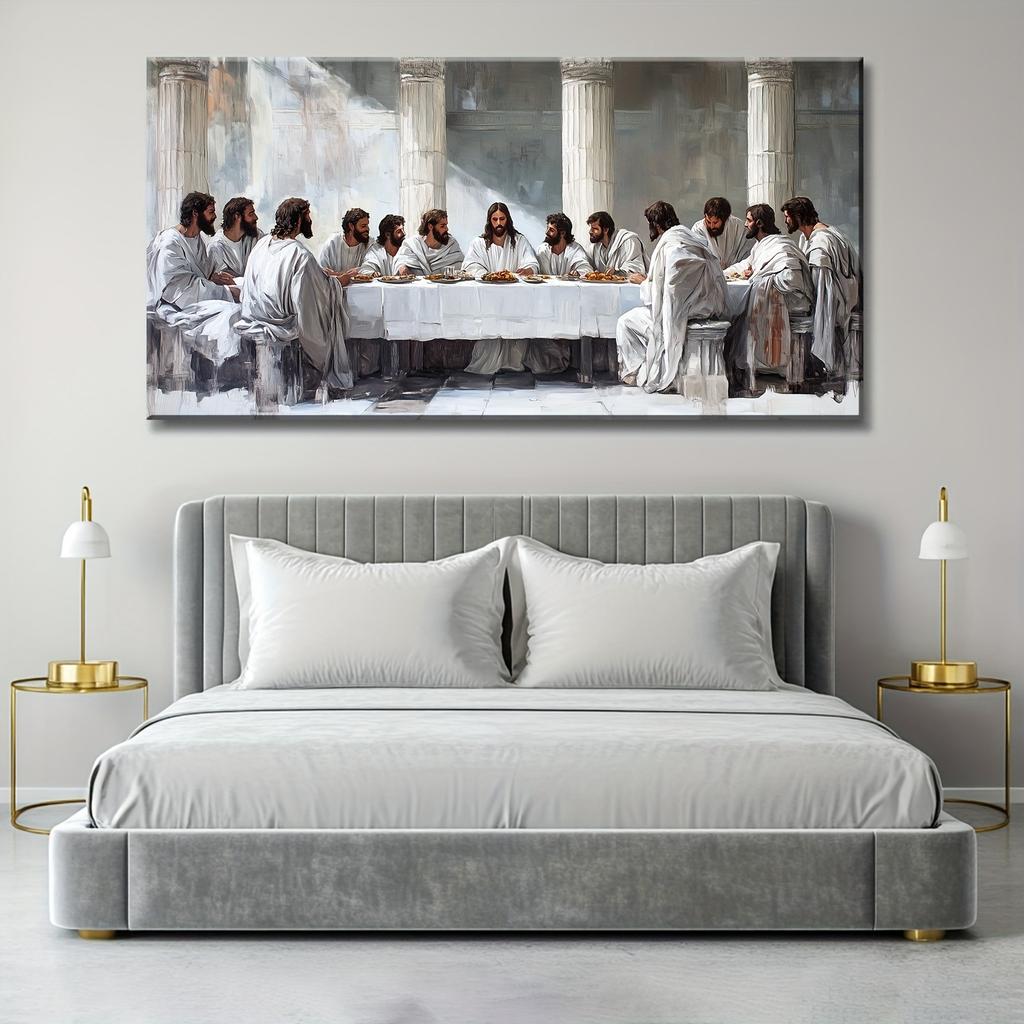 Christus Das Letzte Abendmahl Leinwand Wandkunst - Religiöse Wanddekoration Klassischer & Moderner Stil für Wohnzimmer, Schlafzimmer, Essbereich, Küche, Heimbüro