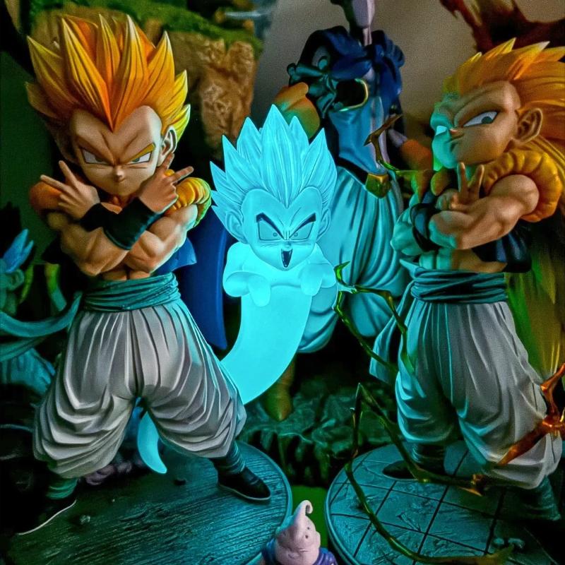 In Stock 1/6 New Cs Super Saiyan Gotenks Action Figures 25cm Pvc Toys Double Headed Statue With Base Anime Model Light-Up Boy Gi