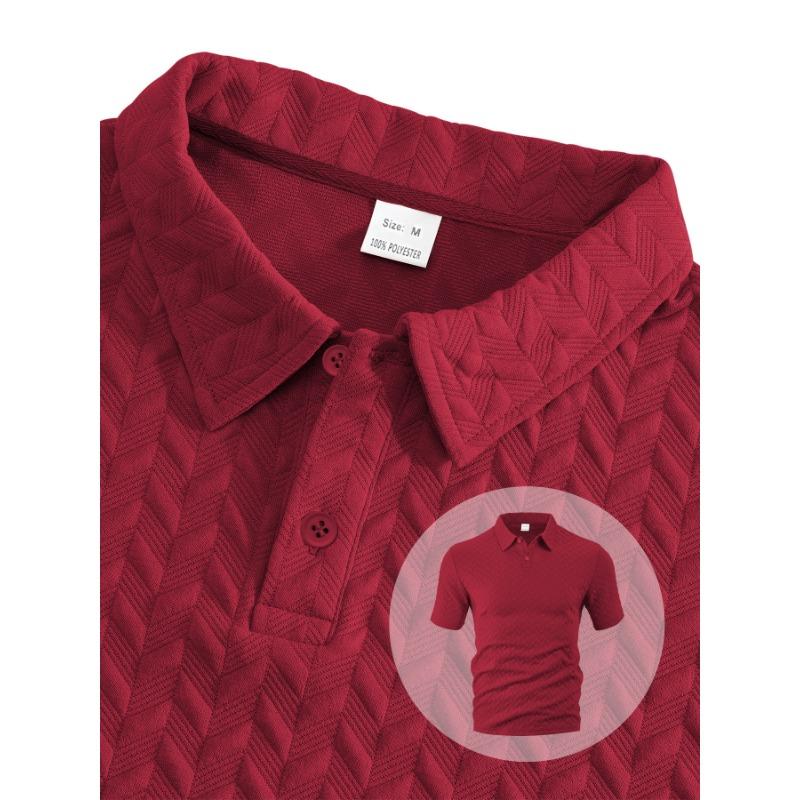 Men Jacquard Fabric Polo Shirt Summer Thin Breathable Moisture Wicking Short Sleeve T Shirt