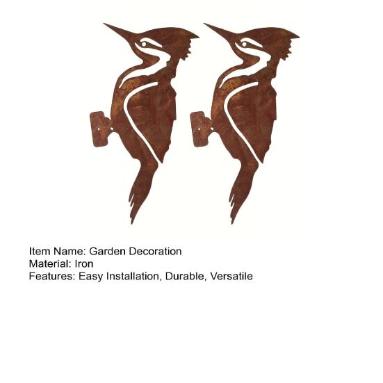 2Pcs Woodpecker Garden Silhouette Art for Outdoor Statue Wrought Iron Decor Easy Install Tree Ornament