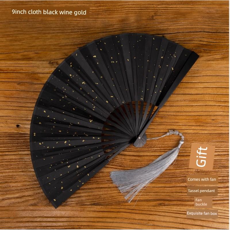 Legierter Faltfächer, Handwerksfächer, Hochwertiger Fächer im chinesischen Stil, Reiner Metallfächer, Geschenk für Freund, Version mit Geschenkbox
