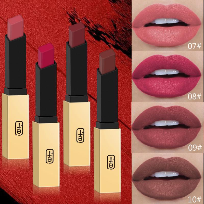 Sichtbar kleiner Goldbarren klebt nicht in der Tasse, Mattrot, 16 Farben, goldene Tube, Nude-Lippenstift, Schönheit