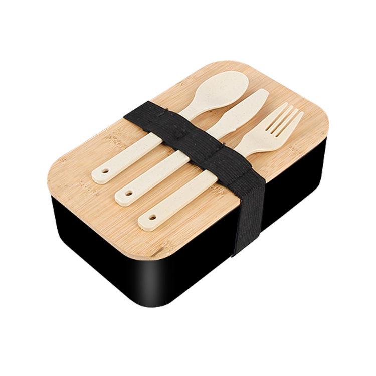Japanese Bamboo Lid Bento Lunch Box with Large Compartments for Students and Camping