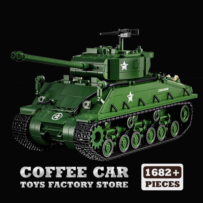 WWII US Army M4 Tank Building Blocks Puzzle Toys Collectors M26 Panzer MOC Bricks Military Model Kits Adult Kids Birthday Gifts
