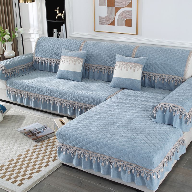 Alfombra de Sofá Chenilla Jacquard Antideslizante Minimalista Moderna Toalla para Respaldo Lujo Ligero Decoración para Sala de Estar del Hogar Cubre Sofá Suave