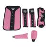 Quilted Wheel Cover Kit for Car Cabin Use with Console Armrest Pad, Shoulder Belt Pads, Gear Handle Cover and Handbrake Sleeve Included