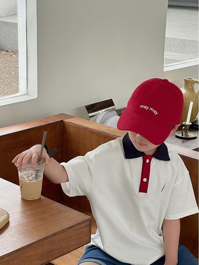 Boys' Cartoon White Polo Shirt - Short-Sleeved Summer Top with Lapel for a Handsome Look, Perfect for Graduation Photos