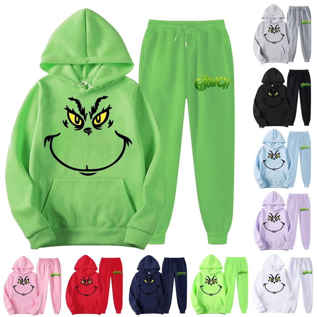 Women's Hooded Sports Tracksuit Unisex Two-Piece Running Outfits Long Sleeve Pullover Hoodies Sweatshirt+Sweatpants Set