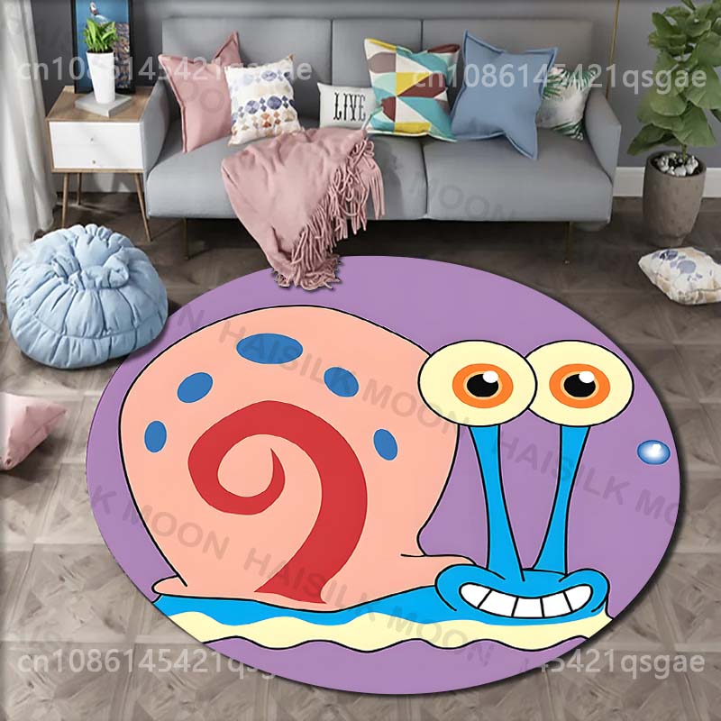 Cartoon SpongeBob Schwammkopf Druck Runder Teppich für Wohnzimmer Schlafzimmer Tisch und Stuhl Sofa Heimdekoration Bereichsteppich Luxuriöses Geschenk