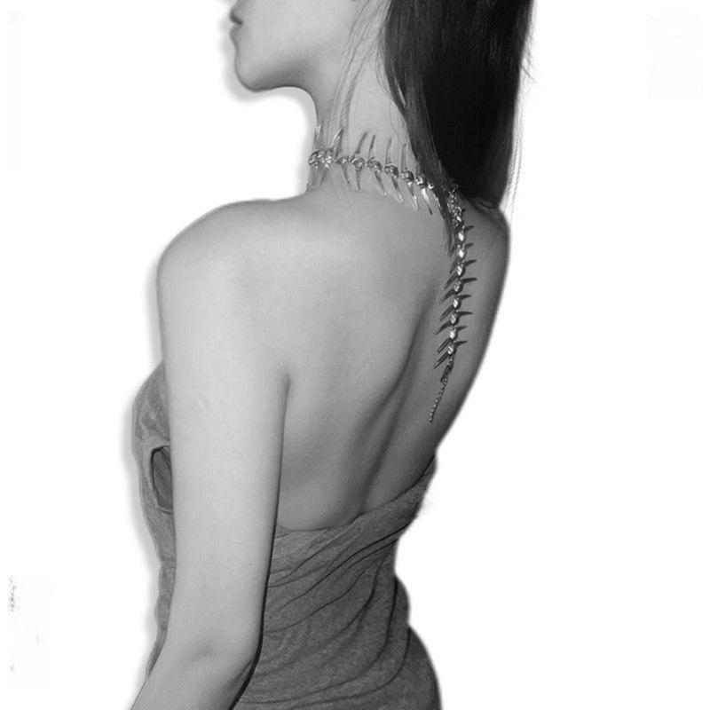 Artistic Silver Fishbone Chokers Ergonomic Neck Chain Gothic Jewelry With Thorn Detailing For Special Occasions
